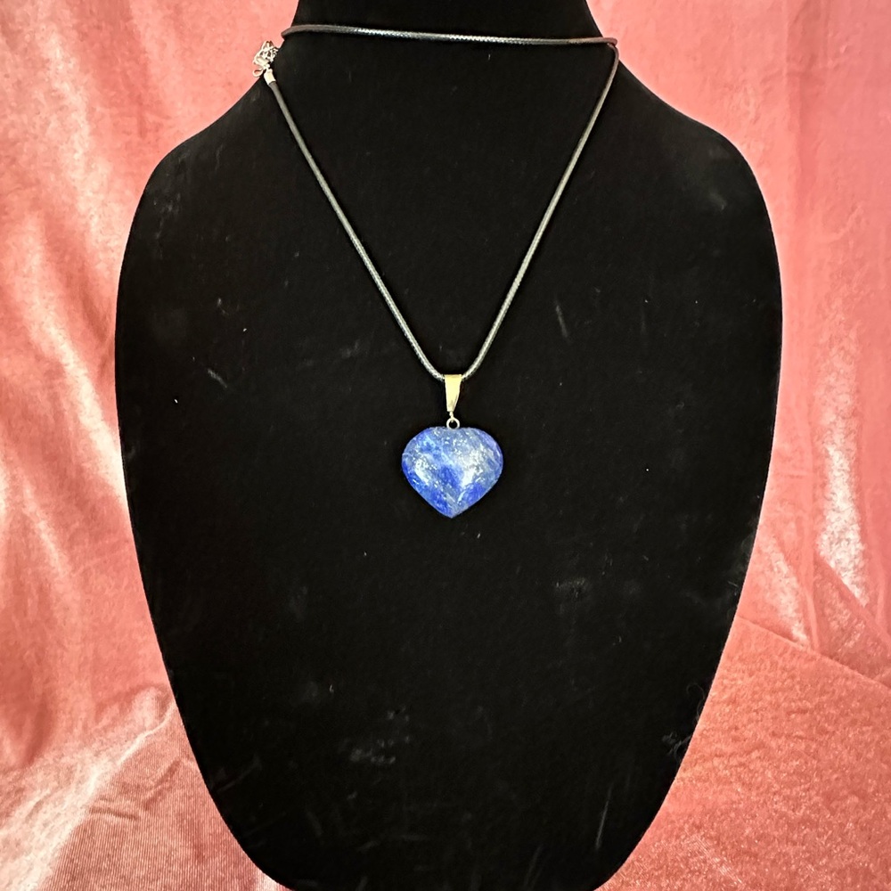 Lapis Lazuli Puff Heart Pendant with Sterling Bail